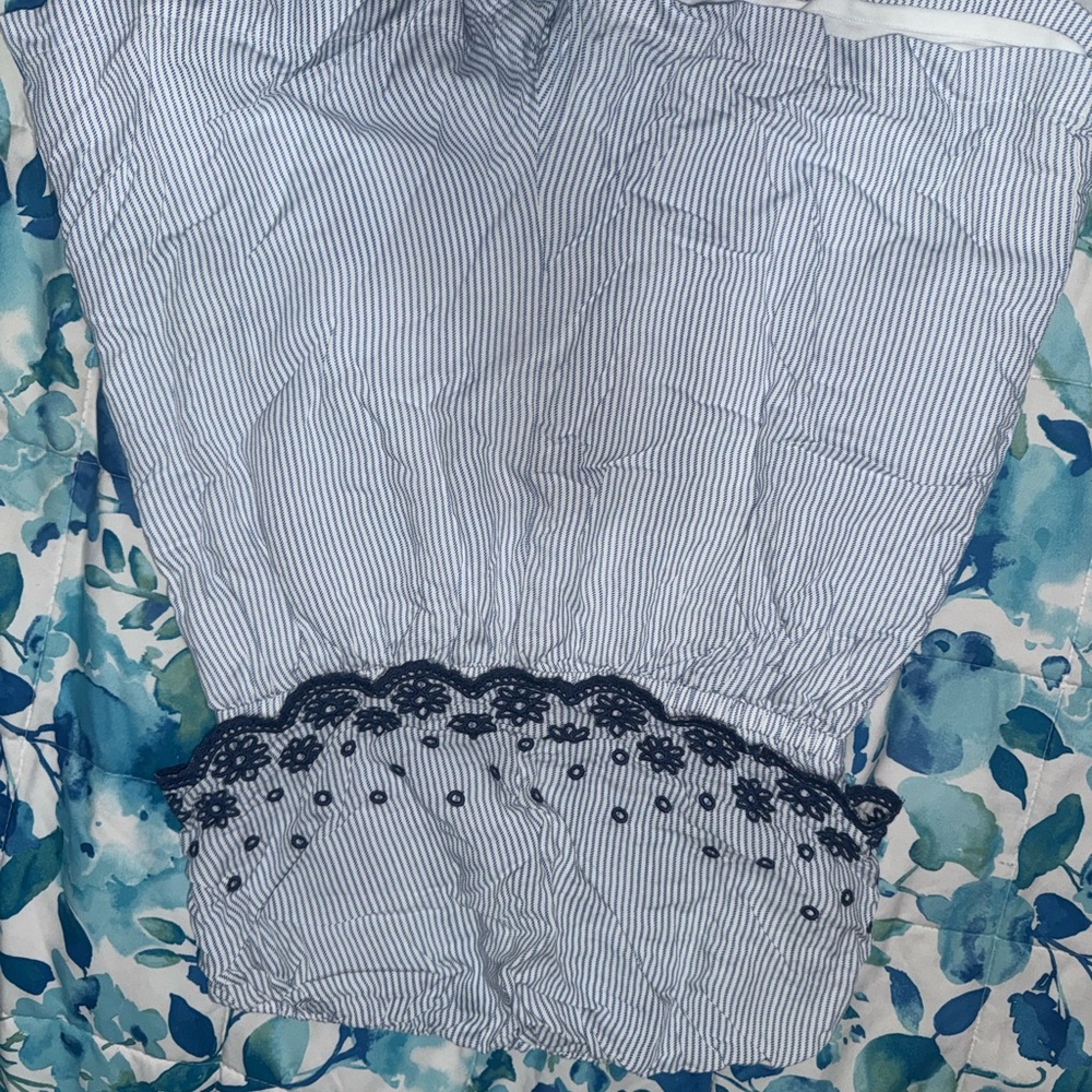 Striped Off-Shoulder Top with Lace Trim